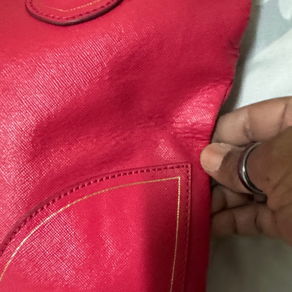 Marc by Marc Jacobs Bright Pink Saffiano Tote with Gold Plaque - Picture 2 of 11